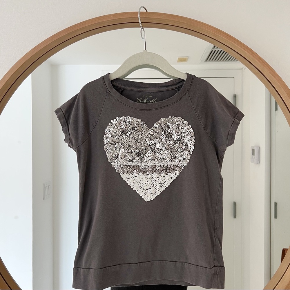 Crewcuts Short Sleeve Tee with Sequins Heart Size 6-7